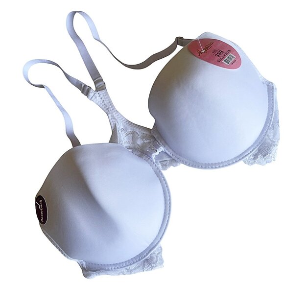 Angelina Lace Accent Lightly Padded Front Clasp Racerback Bra 38B - Picture 5 of 5